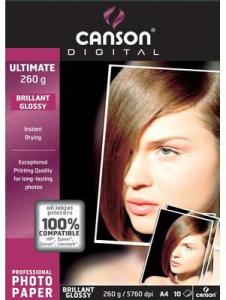 Papel glossy CANSON 260g. Hoja A4