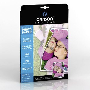 Papel glossy CANSON 180gr.doble cara, A4