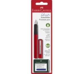 Pluma fuente FABER-C SCHOOL roja+tinta