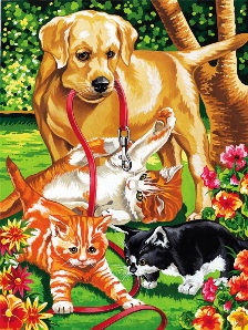 Pintura por números 30x23cm DOG & KITTENS