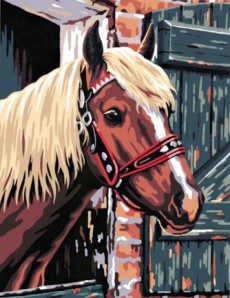 Pintura por números 30x23cm HORSE & STABLE
