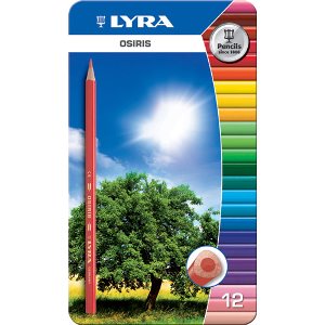 Lápiz de color triangular LYRA, caja metal de 12