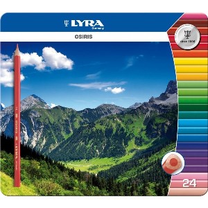 Lápiz de color triangular LYRA, caja de metal de 24