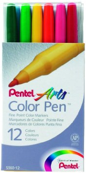 Plumones PENTEL ARTS COLOR PEN, set de 12