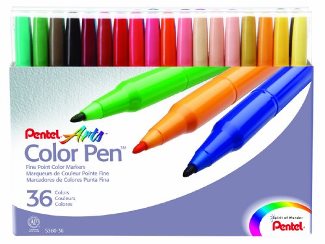 Plumones PENTEL ARTS COLOR PEN, set de 36