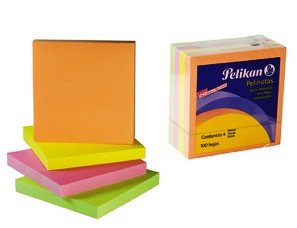 Notas adhesivas PELIKAN, cubo 3x3  neon