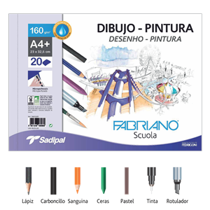 Bloc para pintar FABRIANO, 20 hojas A4+