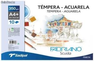 Papel acuarela FABRIANO 350g, paq 6h A4+