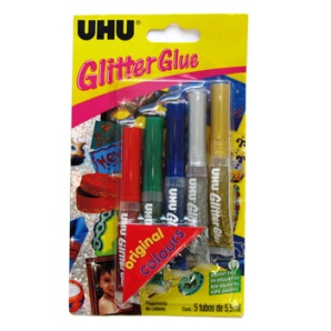 Pegamento UHU  glitter , paq. de 5