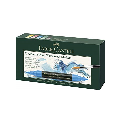 Plumón acuarelable FABER-CASTELL, set de 5