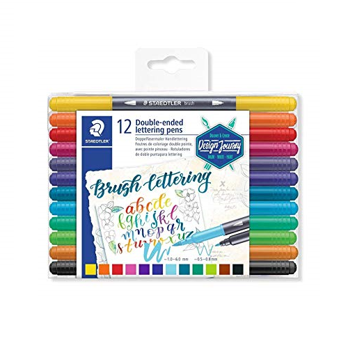 Plumones 2 puntas pincel STAEDTLER, set 12