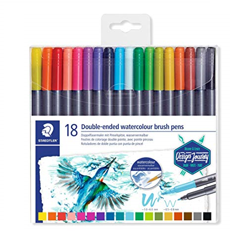 Plumones 2 puntas pincel acuarelables STAEDTLER, set 18