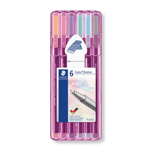 Rotuladores TRIPLUS Fineliner, set de 6 colores pastel