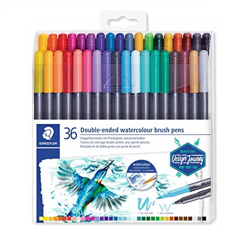 Plumones 2 puntas pincel acuarelables STAEDTLER, set 36