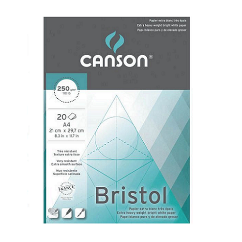 Papel bristol CANSON 250g, bloc 20h A4