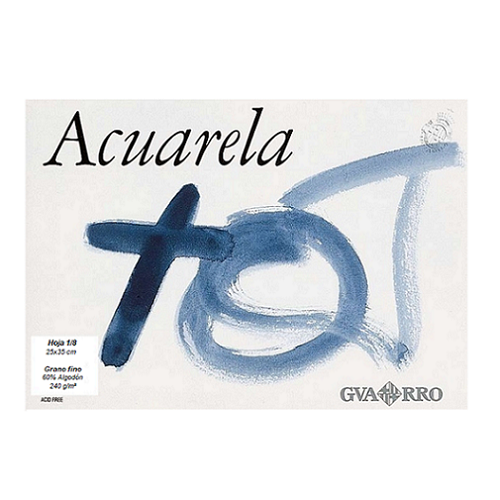 Papel acuarela GUARRO 240g GG, hoja 1/8