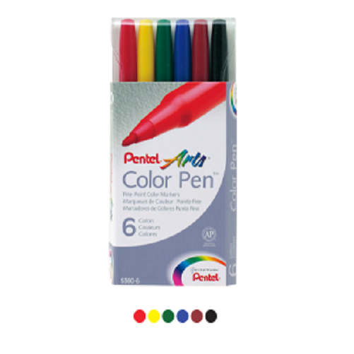 Plumones PENTEL ARTS COLOR PEN, set de 6