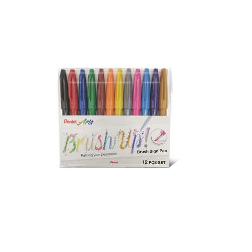 Plumones PENTEL BRUSH SIGN PEN, set de 12