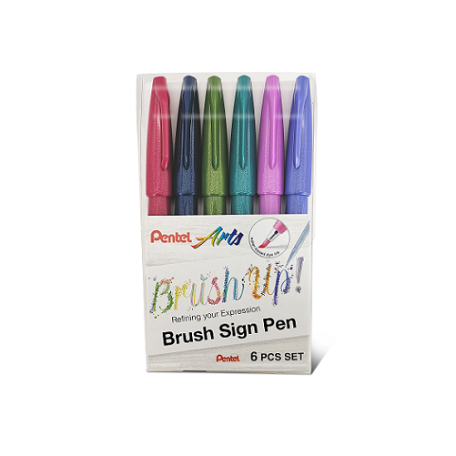 Plumones PENTEL BRUSH SIGN PEN, set de 6