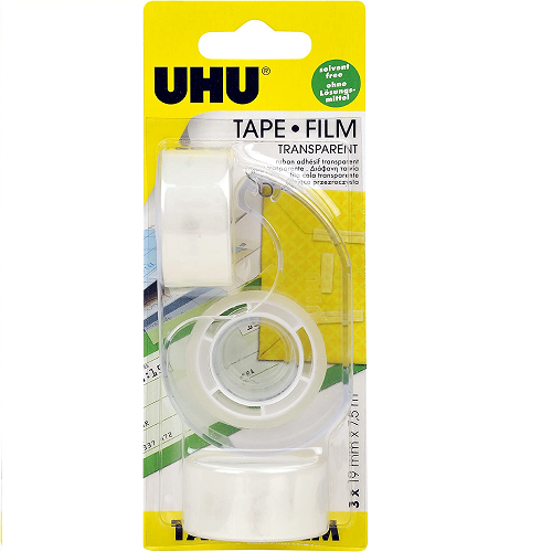 Cinta adhesiva UHU 19mm x 7.5m, set de 3