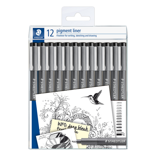 Rotulador PIGMENT LINER, set de 12 negros