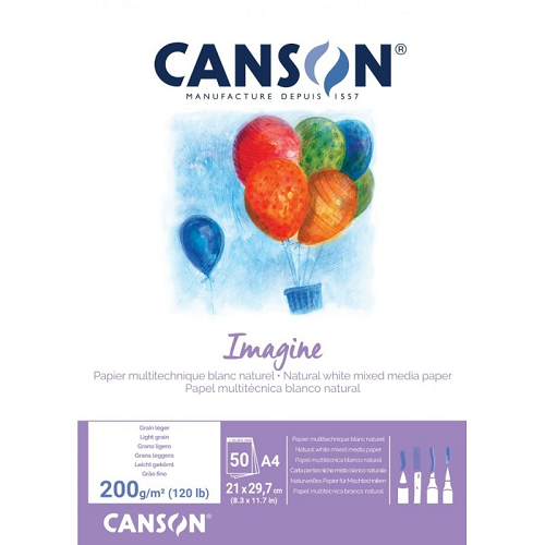 Papel CANSON IMAGINE 200g, bloc 50h A4