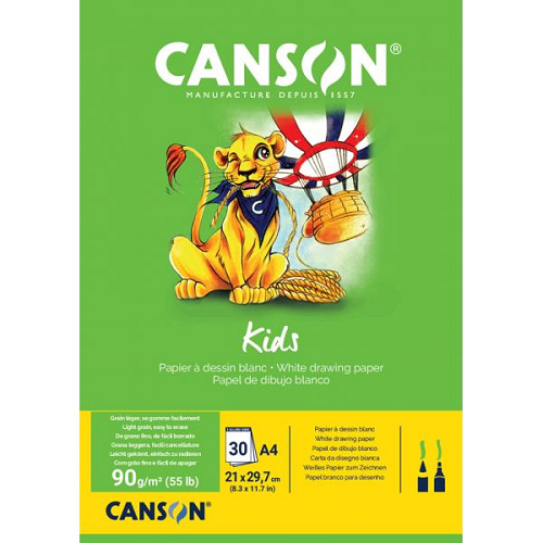 Papel CANSON para dibujo 90g bloc 30h A4