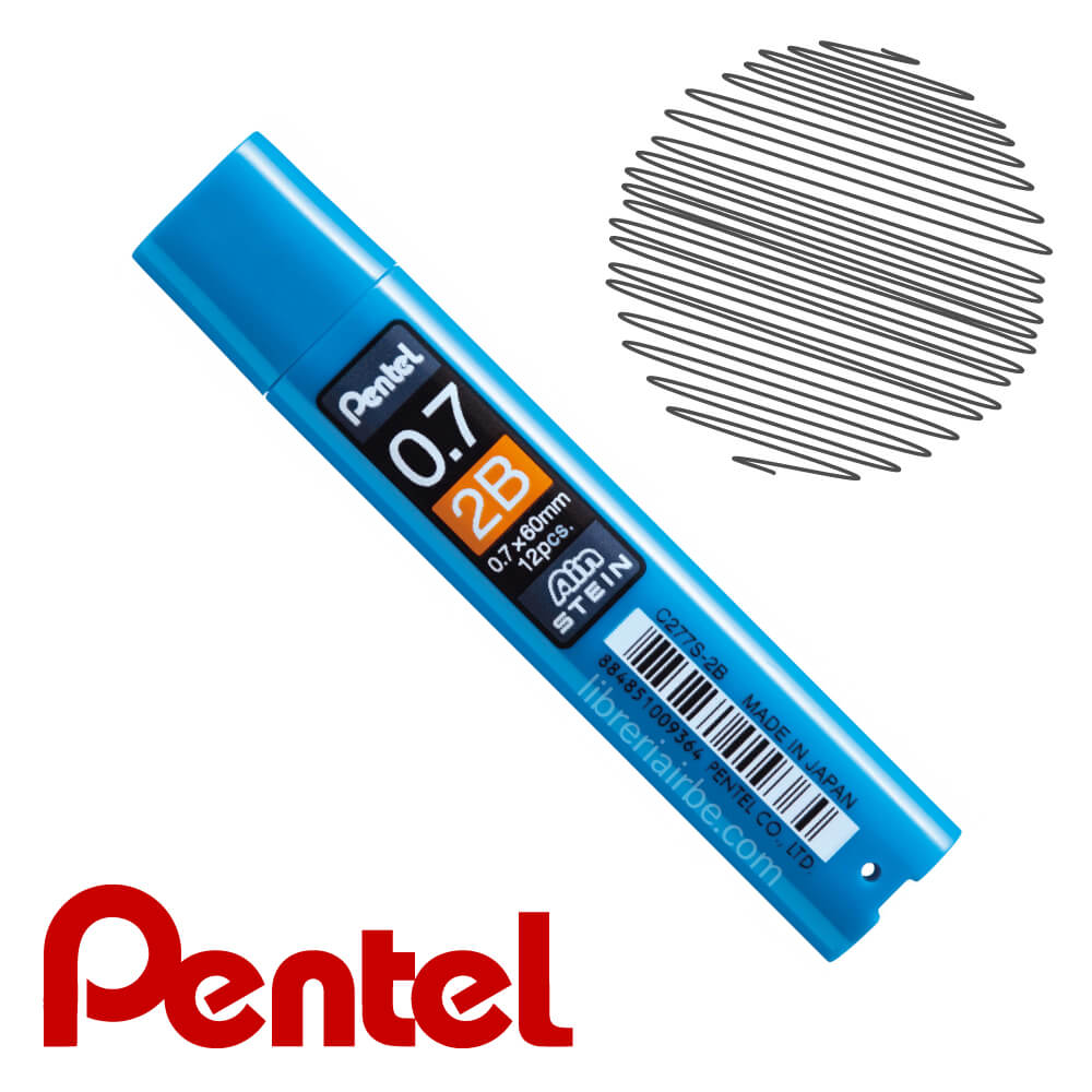 Minas 0.7 PENTEL STEIN 2B, tubo de 12