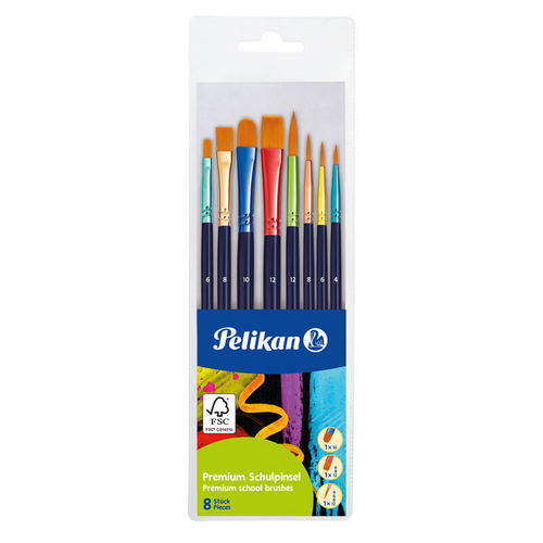 Pincel de nylon PELIKAN Premium, set d/8