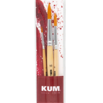 Pincel de nylon dorado redond KUM, set 3