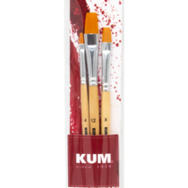 Pincel de nylon dorado plano KUM, set 3