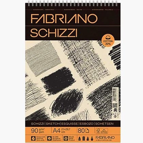 Papel FABRIANO SCHIZZI 90g, bloc 80h A4
