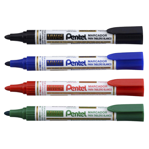 Marcador p/pizarra p. bisel PENTEL set 4