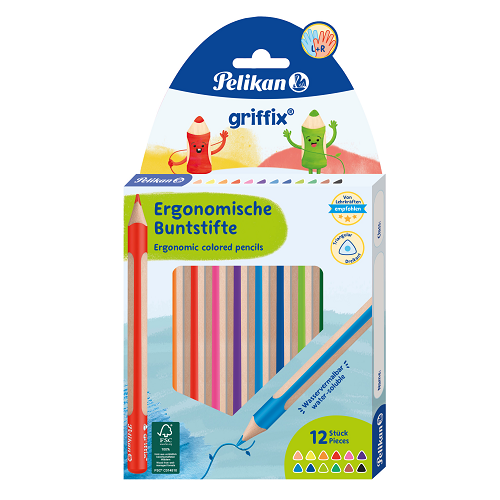 Lápiz de color PELIKAN GRIFFIX, caja de 12