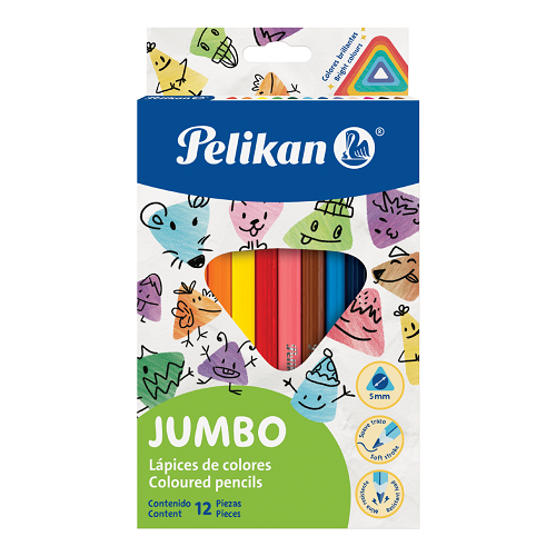 Lápiz de color triang. jumbo PELIKAN 12u
