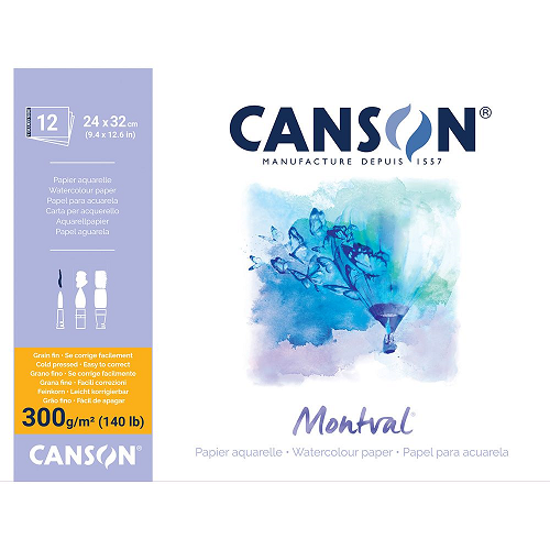 Papel acuarela MONTVAL 300g, 12h 24x32cm