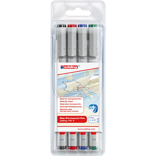Marcador OHP fino-sble. EDDING set de 4