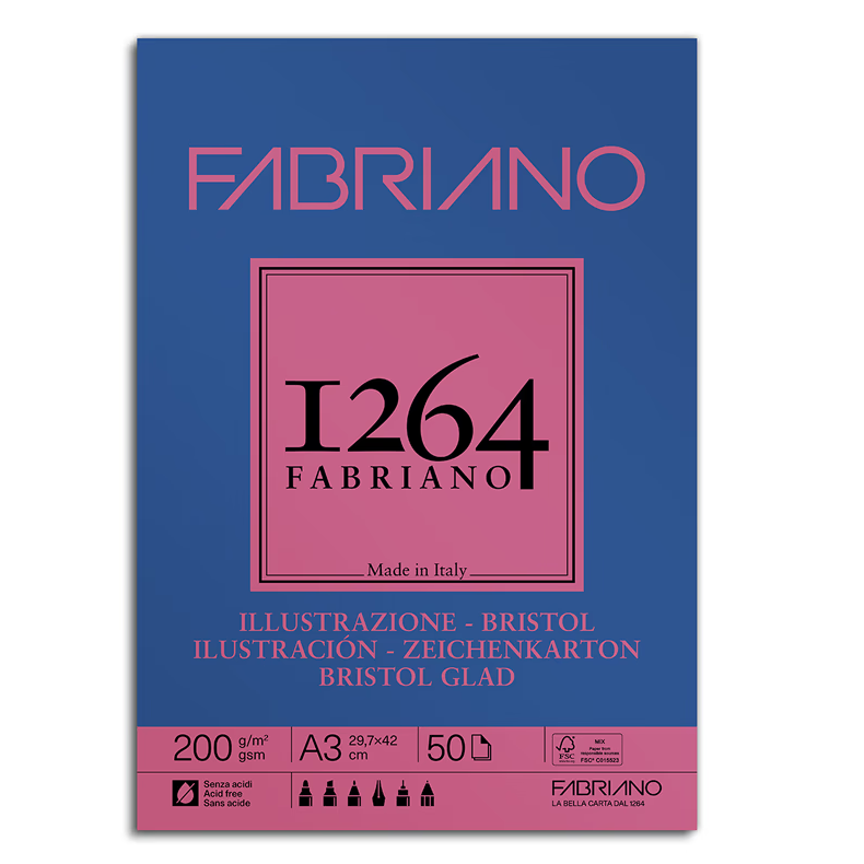 Papel FABRIANO 1264 bristol 200g 50h A4